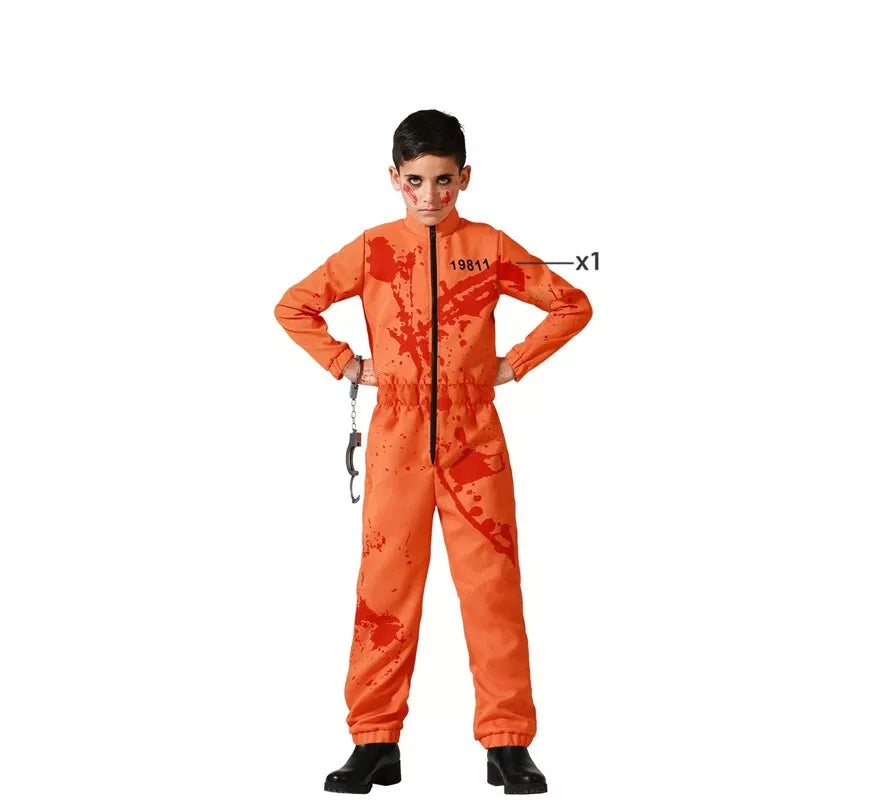 Translation missing: fr.Disfraz de Preso Sangriento Naranja para niño