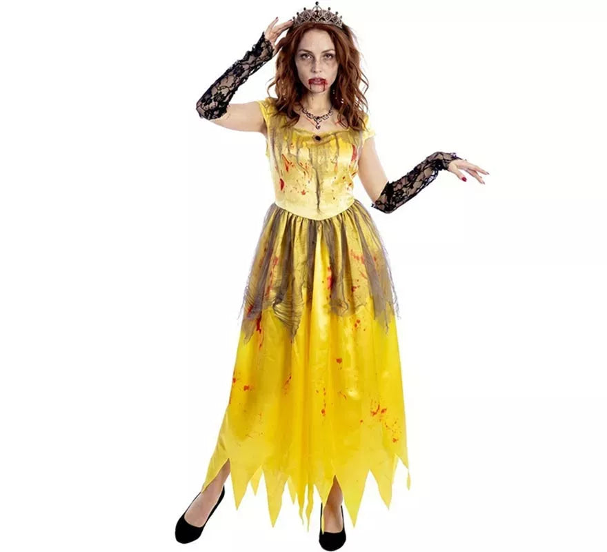 Disfraz de Princesa amarilla Zombie para mujer