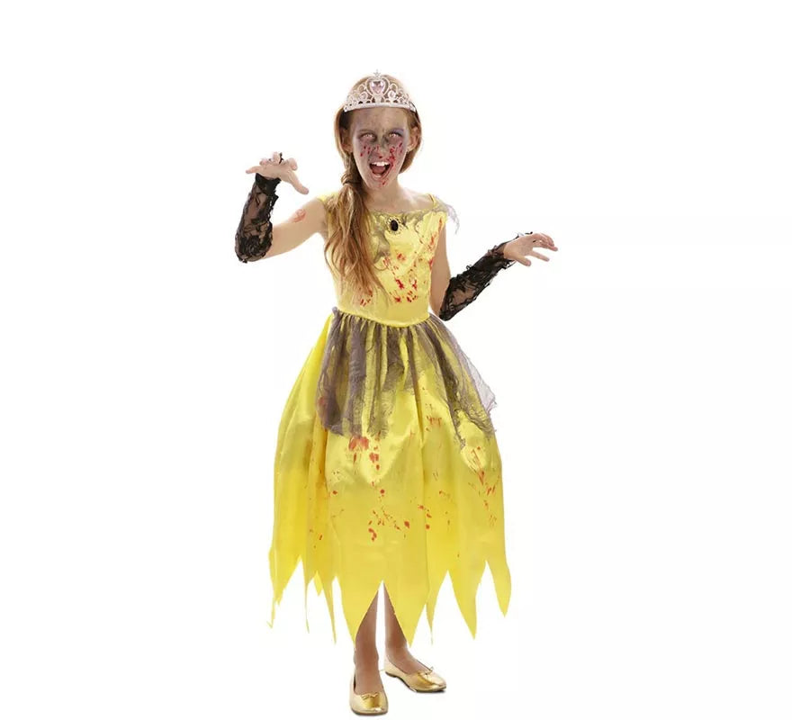 Translation missing: fr.Disfraz de Princesa amarilla Zombie para niña