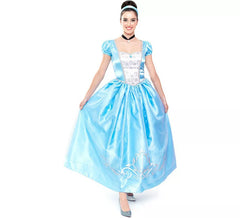 Déguisement princesse bleue de conte de fées femme