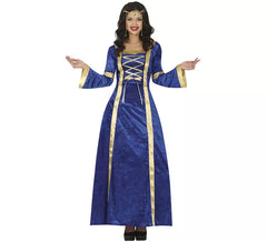 Déguisement princesse ou noble médiévale bleue femme