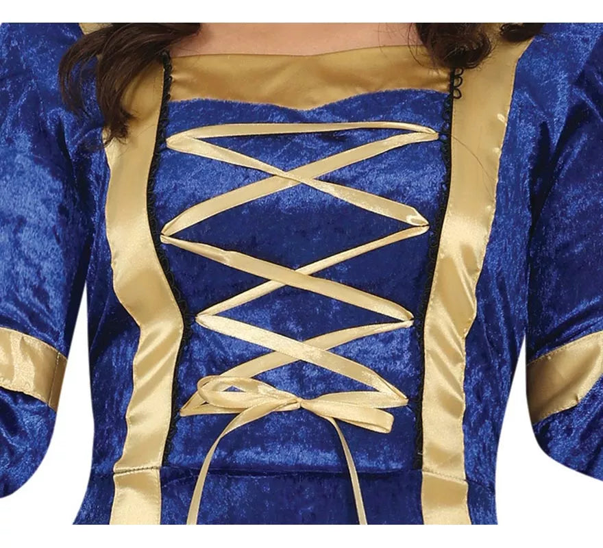 Disfraz de Princesa o Noble Medieval azul para mujer