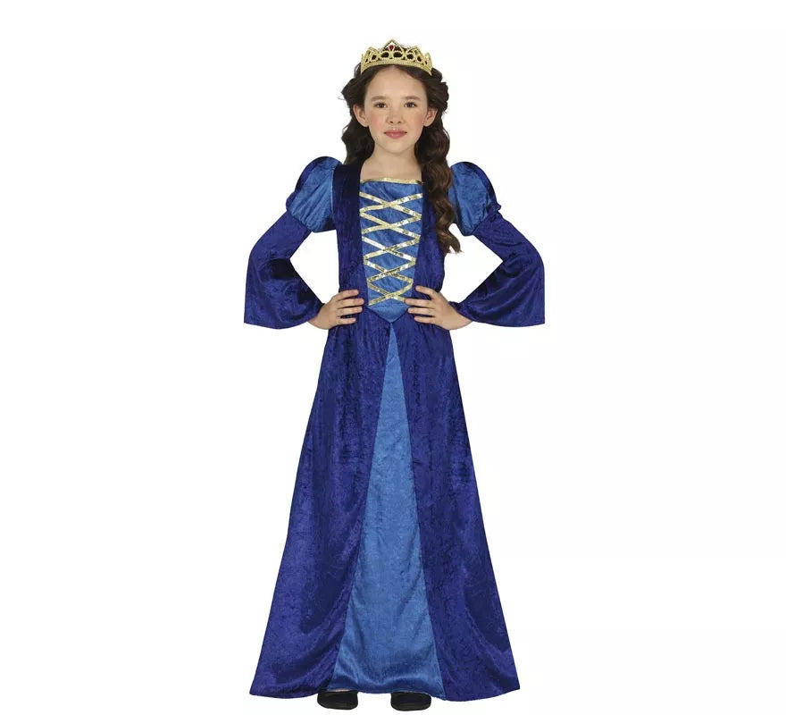 Translation missing: fr.Disfraz de Princesa o Noble Medieval azul para niña
