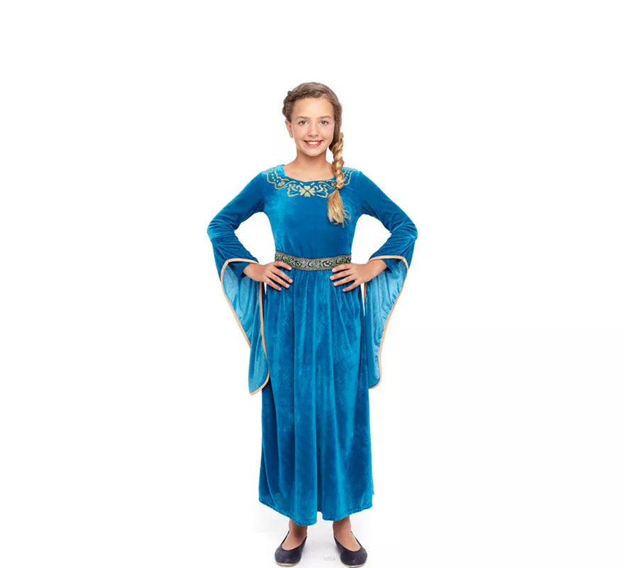 Translation missing: fr.Disfraz de Princesa Vikinga o Medieval Azul para niña
