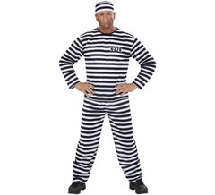 Costume de prisonnier rayé noir et blanc pour homme