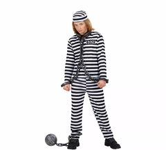Costume de prisonnier rayé noir et blanc pour garçon
