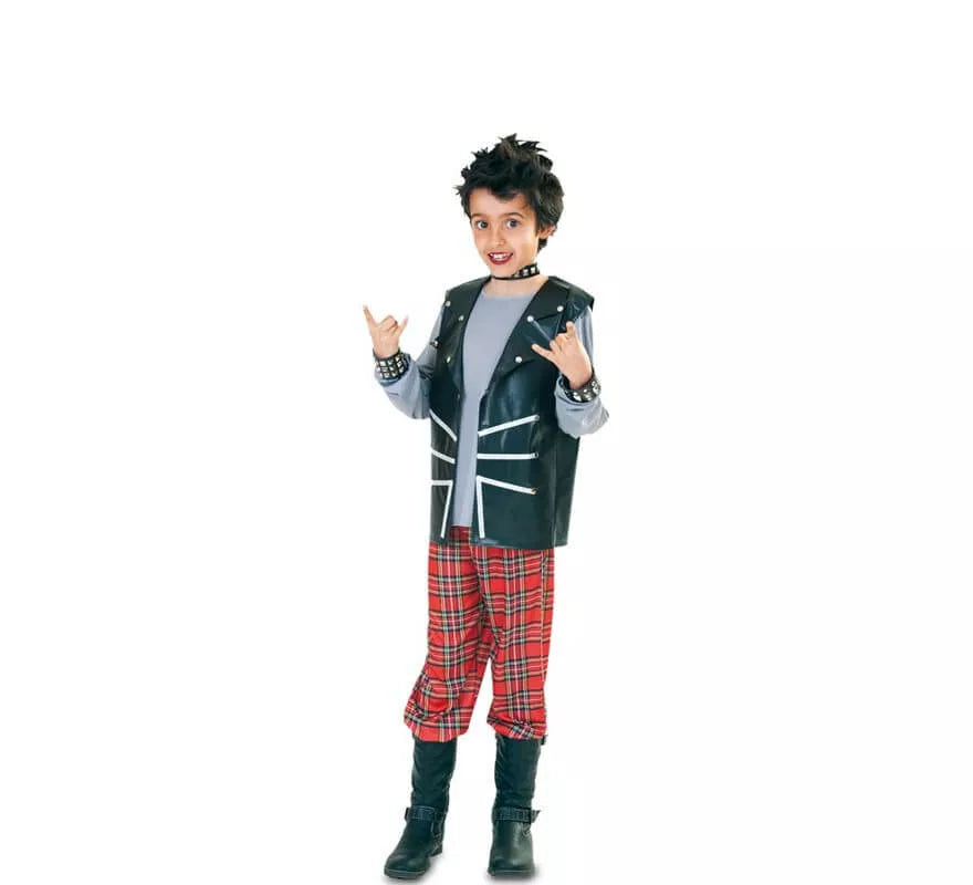 Translation missing: fr.Disfraz de Punk a cuadros escoceses para niño