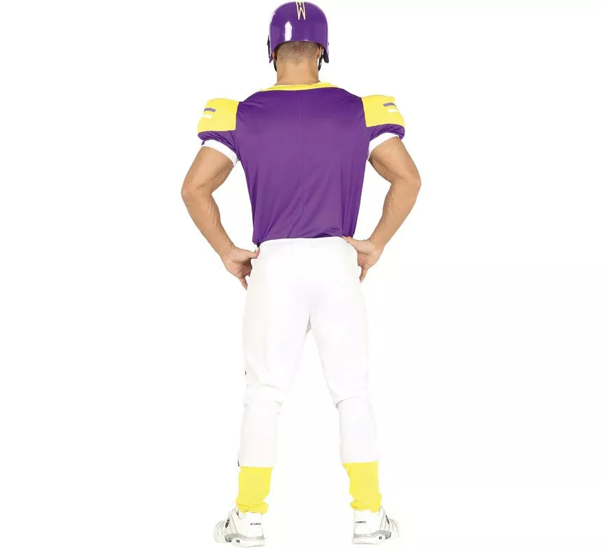 Translation missing: fr.Disfraz de Quarterback USA morado y amarillo para hombre
