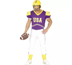 Déguisement de Quarterback USA Violet et Jaune pour homme