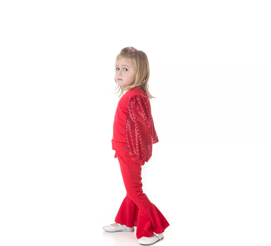 Translation missing: fr.Disfraz de Raffaella Carrà rojo para niña