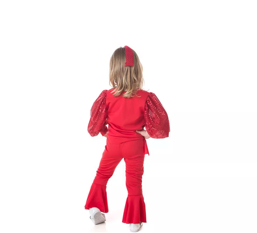 Disfraz de Raffaella Carrà rojo para niña