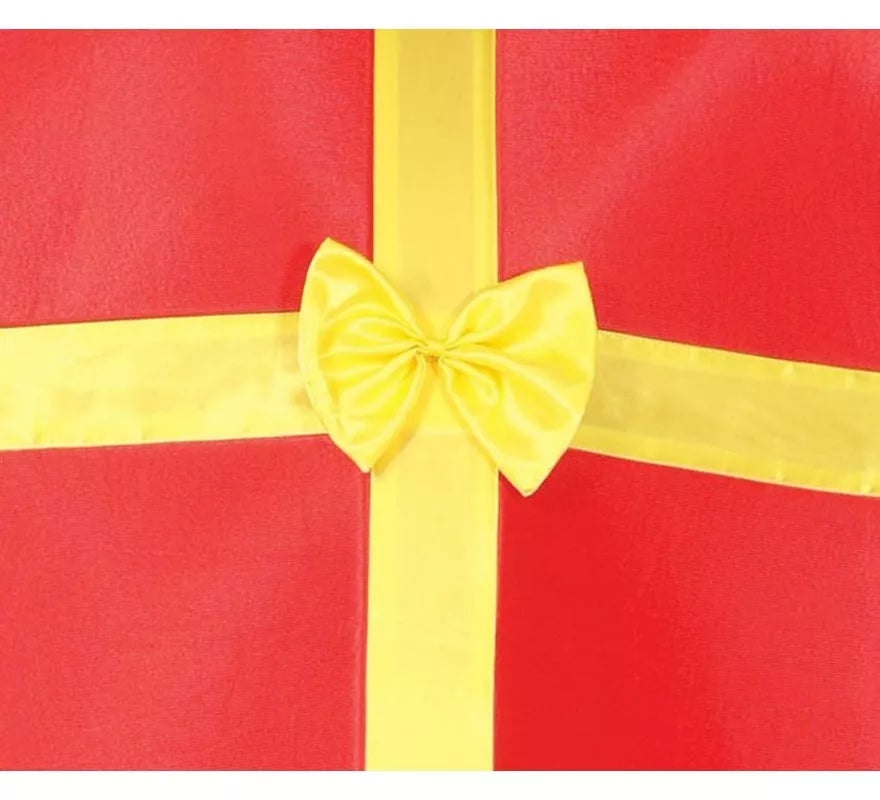 Translation missing: fr.Disfraz de Regalo rojo con cinta dorado para adulto