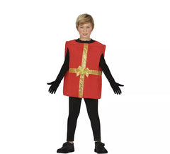 Déguisement cadeau rouge avec ruban doré pour enfant