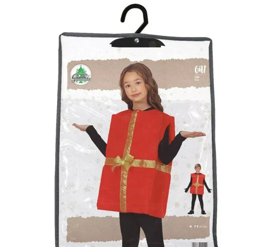 Translation missing: fr.Disfraz de Regalo rojo con cinta dorado para niños