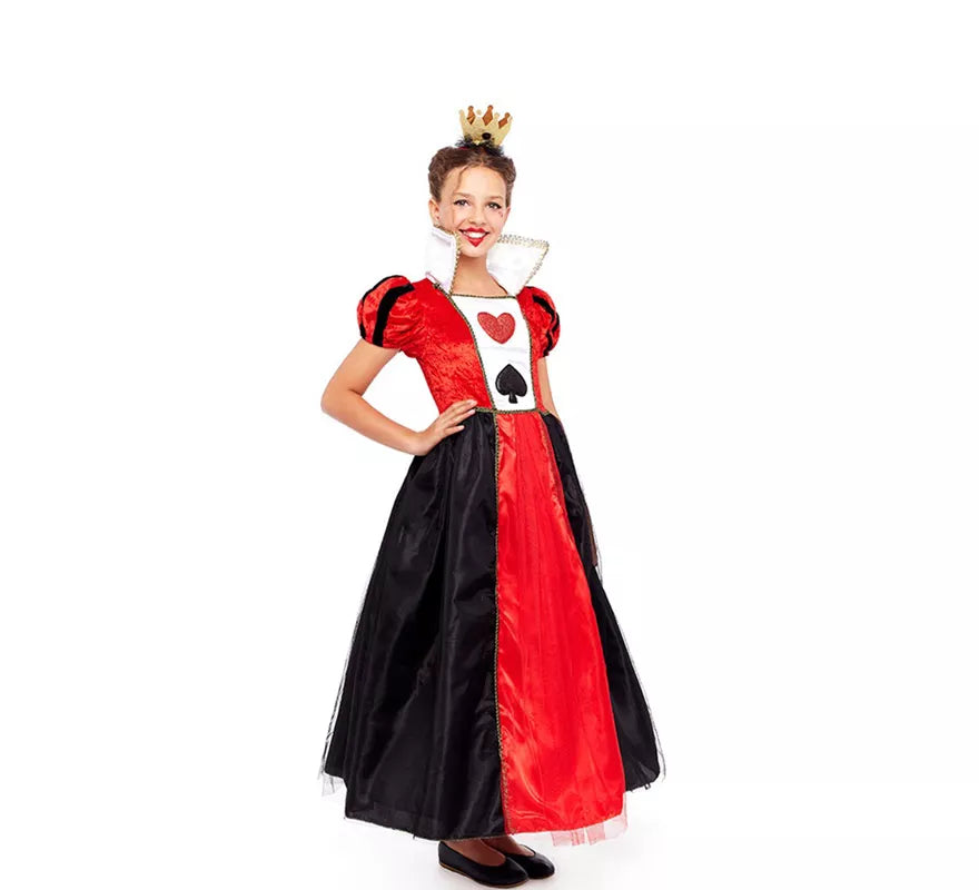 Translation missing: fr.Disfraz de Reina de Corazones Rojo y Negro para niña