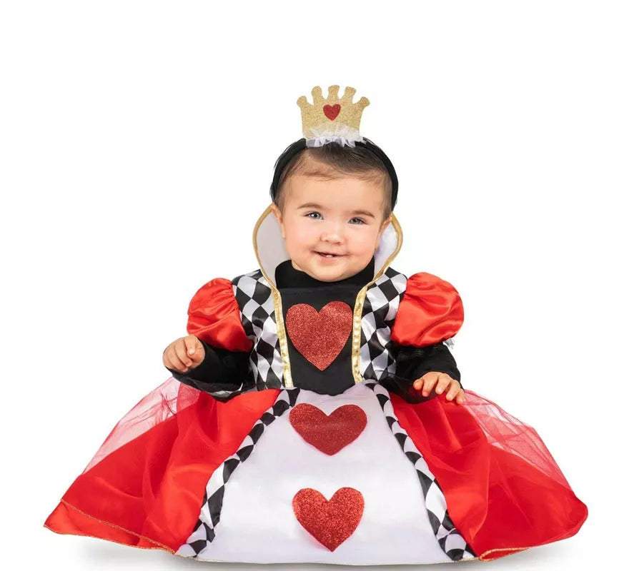 Translation missing: fr.Disfraz de Reina de Corazones rojos con diadema para bebé y niña