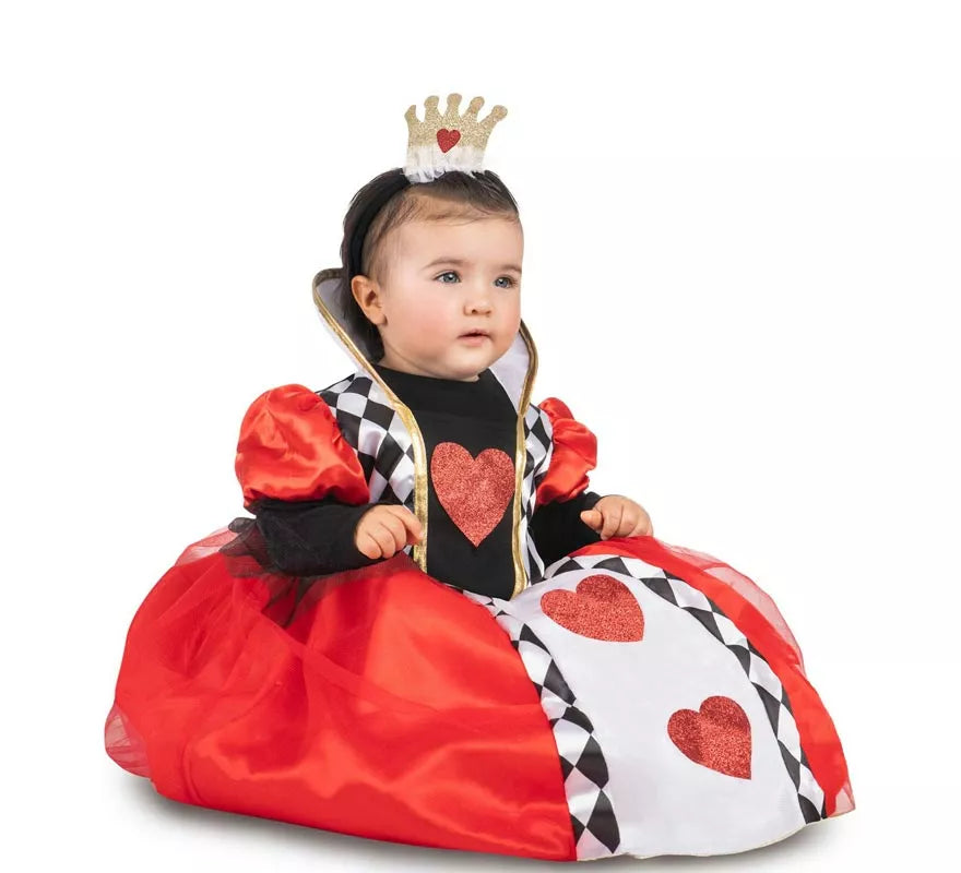 Translation missing: fr.Disfraz de Reina de Corazones rojos con diadema para bebé y niña