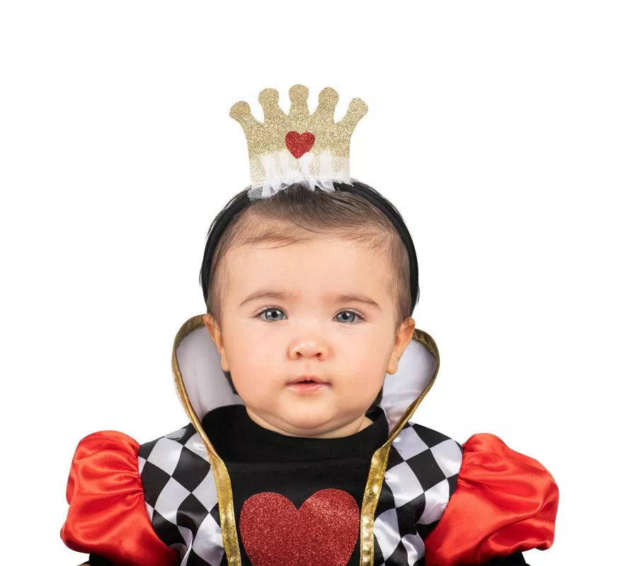 Translation missing: fr.Disfraz de Reina de Corazones rojos con diadema para bebé y niña