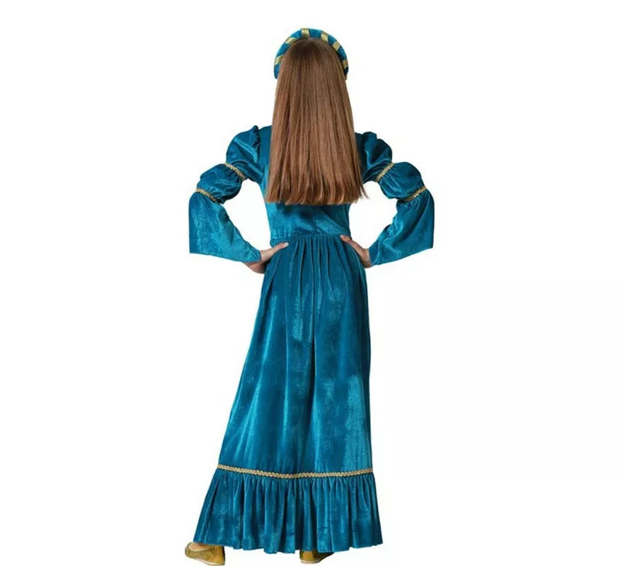 Translation missing: fr.Disfraz de Reina Medieval azul para niña