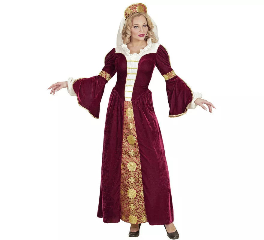 Translation missing: fr.Disfraz de Reina Medieval Burdeos para mujer