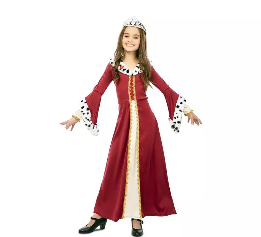 Translation missing: fr.Disfraz de Reina Medieval con estampado deluxe para niña