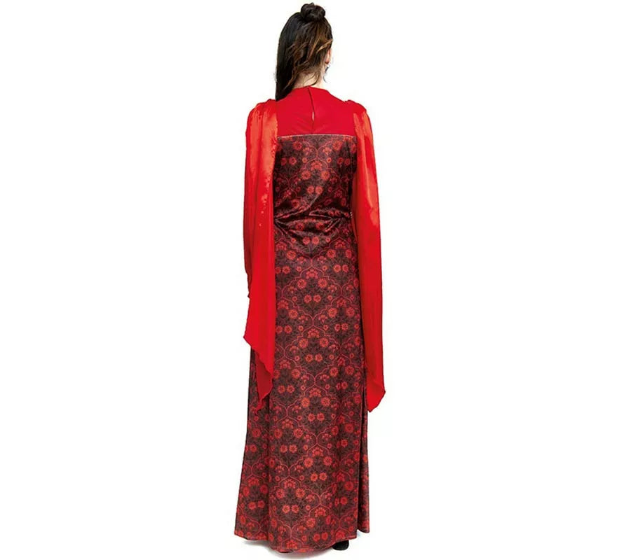 Translation missing: fr.Disfraz de Reina Medieval rojo estampado floral para mujer