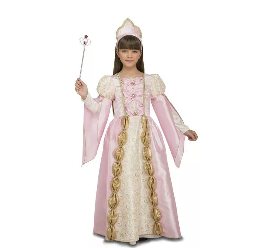 Translation missing: fr.Disfraz de Reina Medieval Rosa para niña