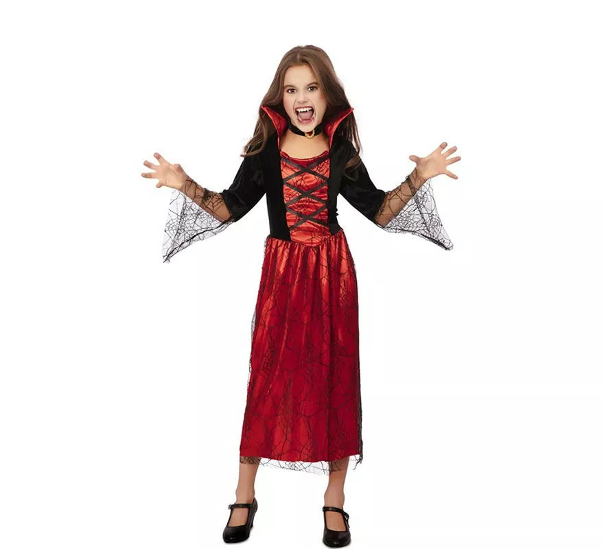 Translation missing: fr.Disfraz de Reina Vampira antigua rojo para niña
