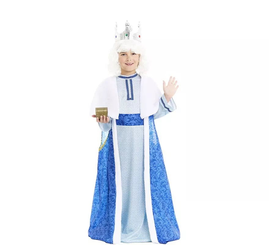 Translation missing: es.Disfraz de Rey Mago Melchor azul y blanco para niño