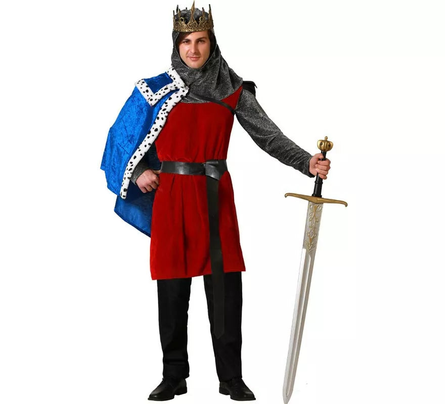 Translation missing: fr.Disfraz de Rey Medieval burdeos con cinturón para hombre