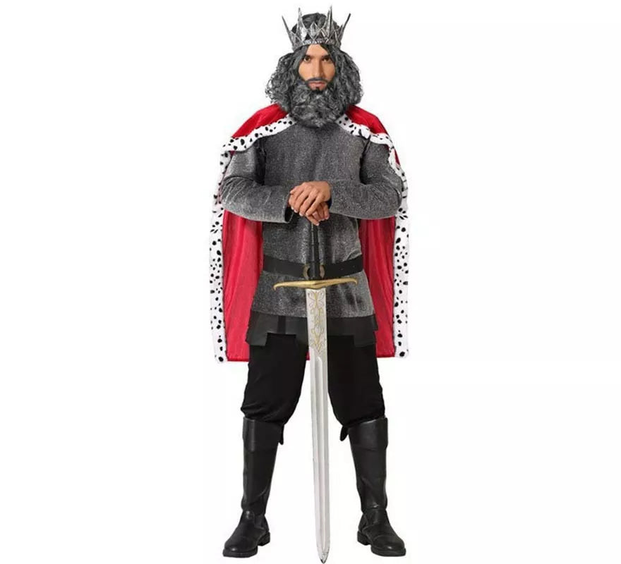 Disfraz de Rey Medieval Gris para hombre