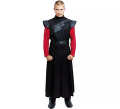 Costume de roi médiéval noir avec clous pour homme