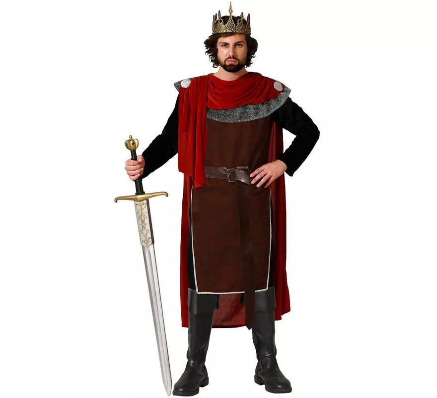 Translation missing: fr.Disfraz de Rey Medieval rojo para hombre