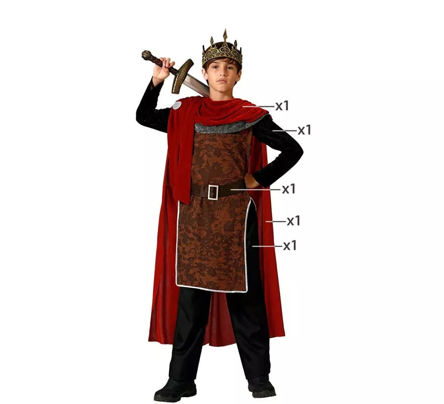 Translation missing: fr.Disfraz de Rey Medieval rojo para niño