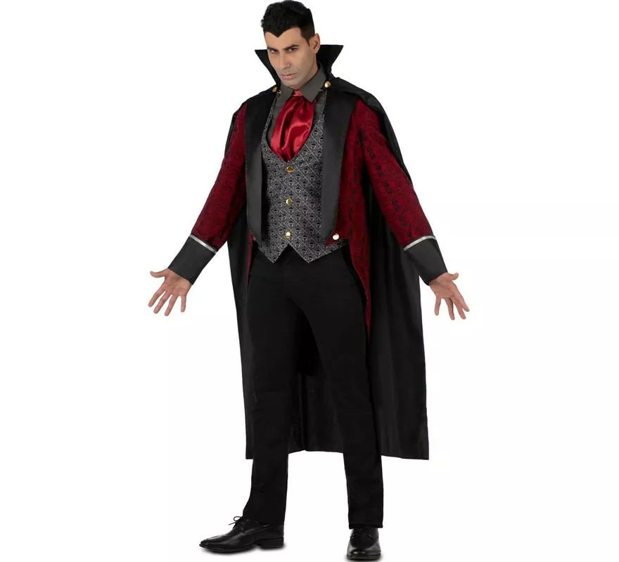 Translation missing: fr.Disfraz de Rey Vampiro burdeos oscuro para hombre