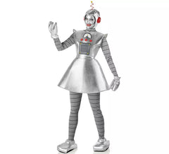 Costume de robot ancien argenté pour femme