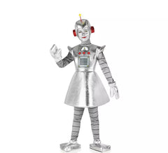 Costume de robot ancien argenté pour fille