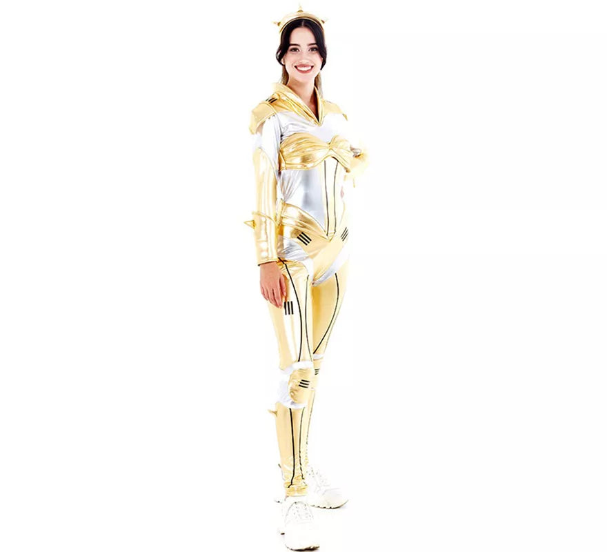 Translation missing: fr.Disfraz de Robot Woman Estelar Dorado para mujer