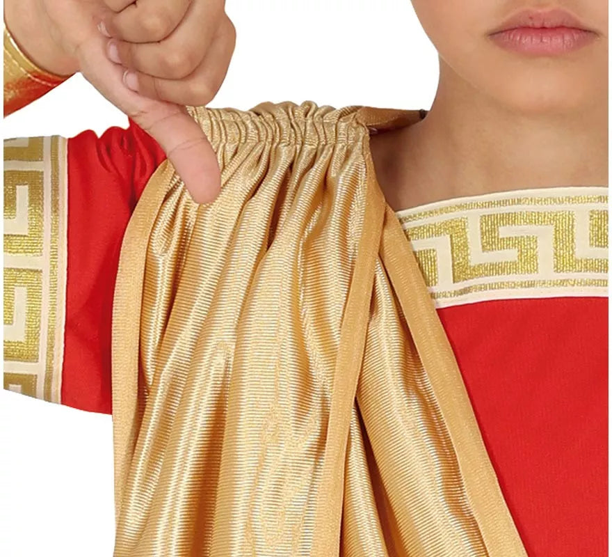 Disfraz de Romano rojo y dorado para niño