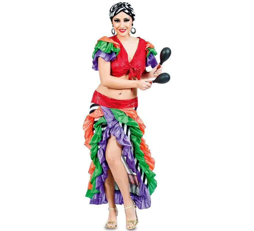 Translation missing: fr.Disfraz de Rumbera multicolor para mujer