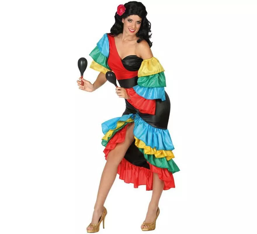 Translation missing: fr.Disfraz de Rumbera Multicolor para mujer