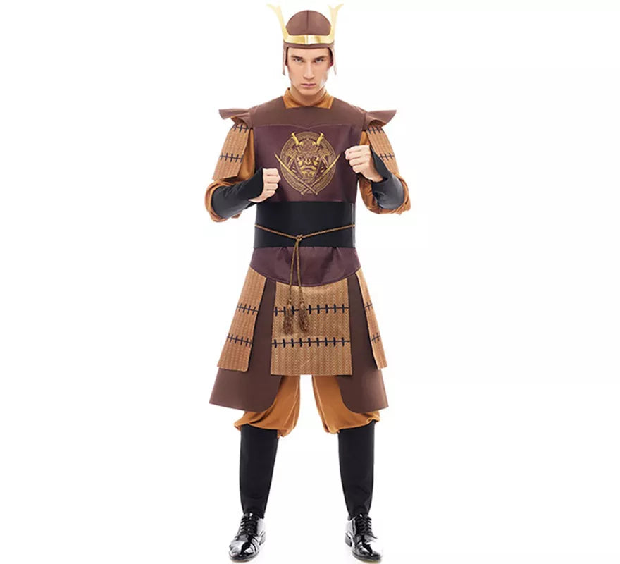 Disfraz de Samurái Legendario Japonés marrón para hombre