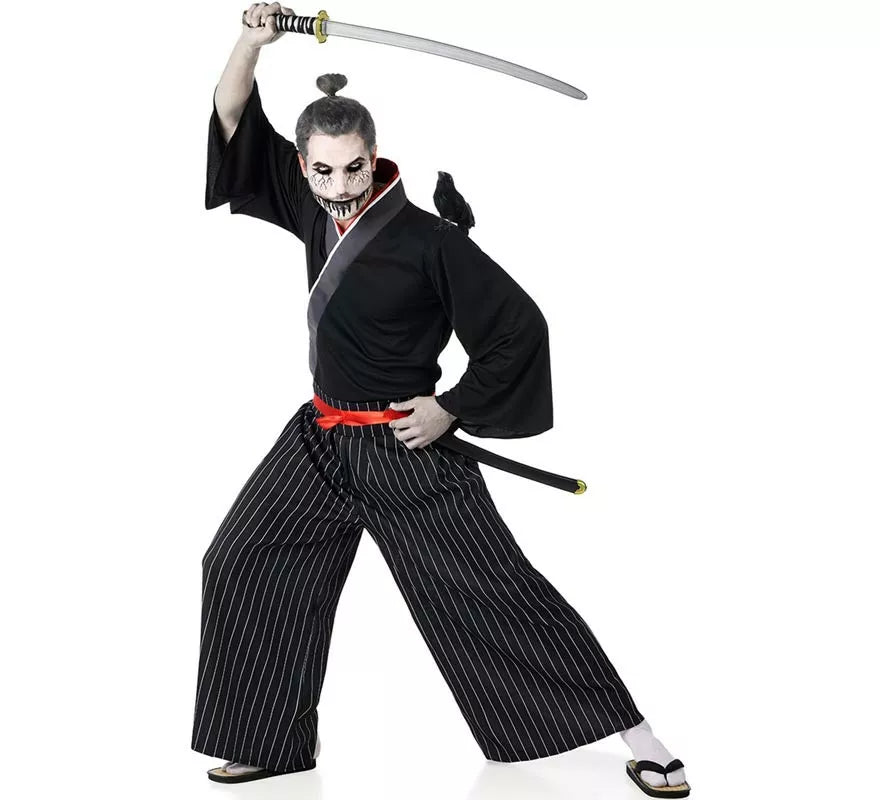 Disfraz de Samurai negro y rojo para hombre