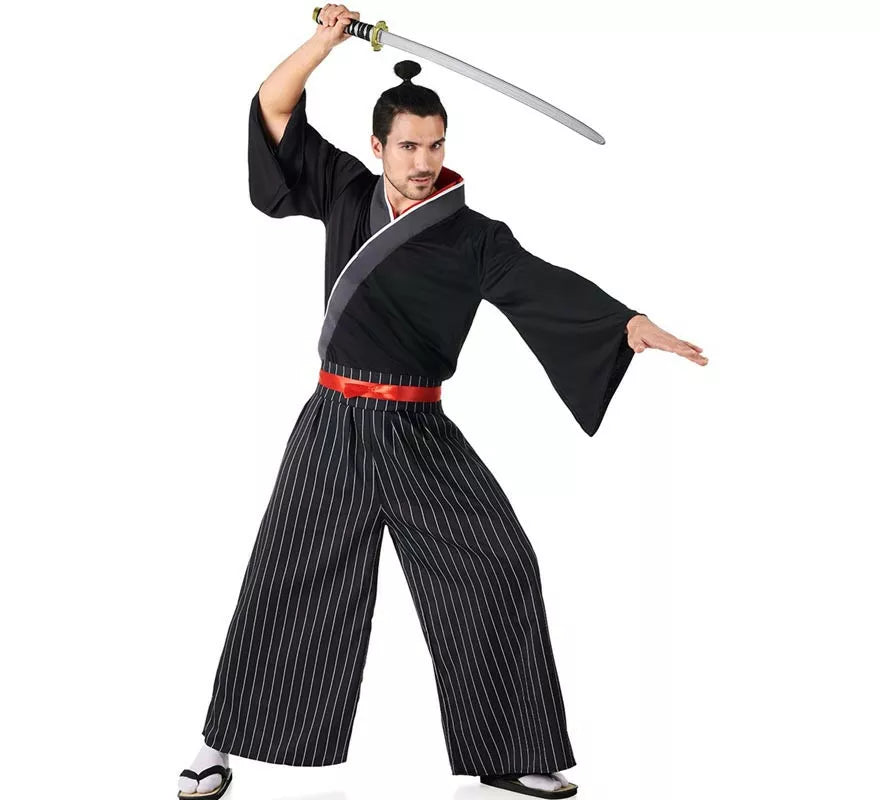 Translation missing: fr.Disfraz de Samurai negro y rojo para hombre