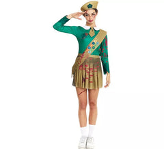 Déguisement d'éclaireur zombie vert et marron femme