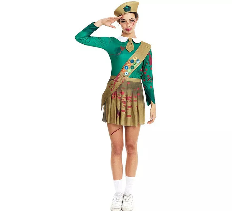 Translation missing: fr.Disfraz de Scout Zombie verde y marrón para mujer
