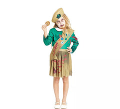 Déguisement Zombie Scout vert et marron fille et ado