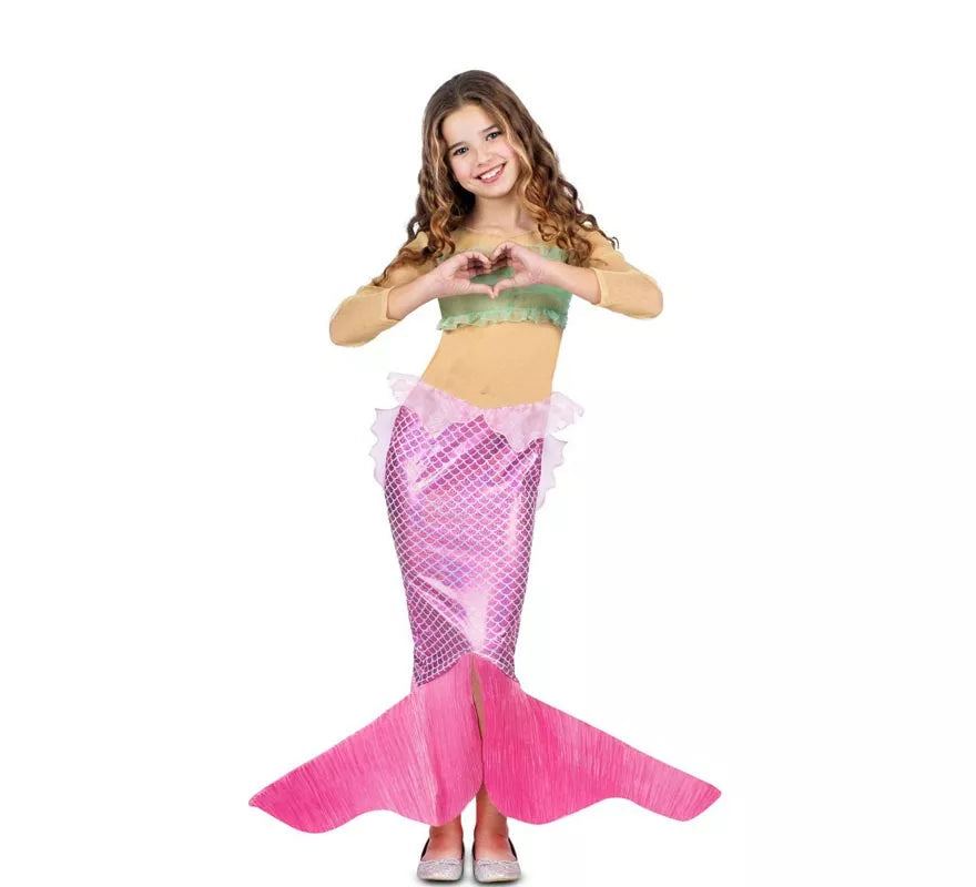 Translation missing: fr.Disfraz de Sirena rosa con cola para niña