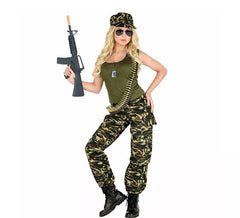 Déguisement soldat camouflage vert femme