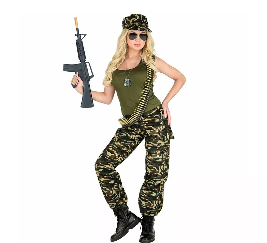 Translation missing: fr.Disfraz de Soldado camuflado verde para mujer